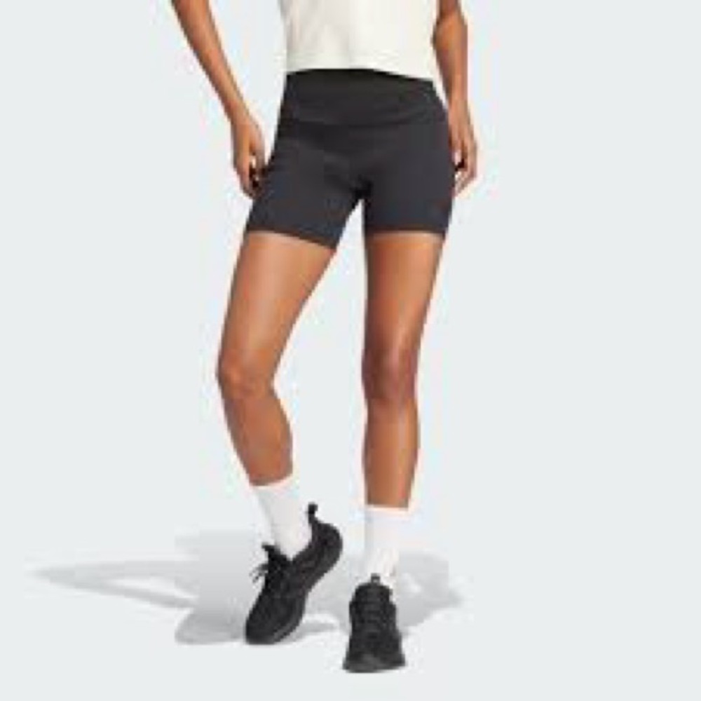 NWT! Adidas So Comfortable Lounge Ribbed High Waist bike shorts Black Size XS